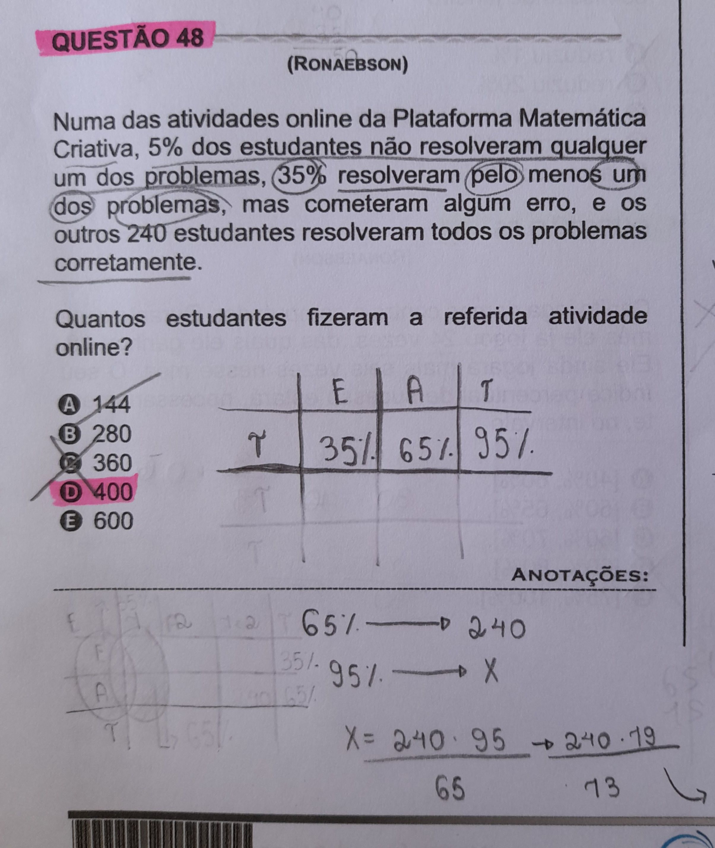 Bom dia, como fica a resolução dessa questão? O gabari - Explicaê